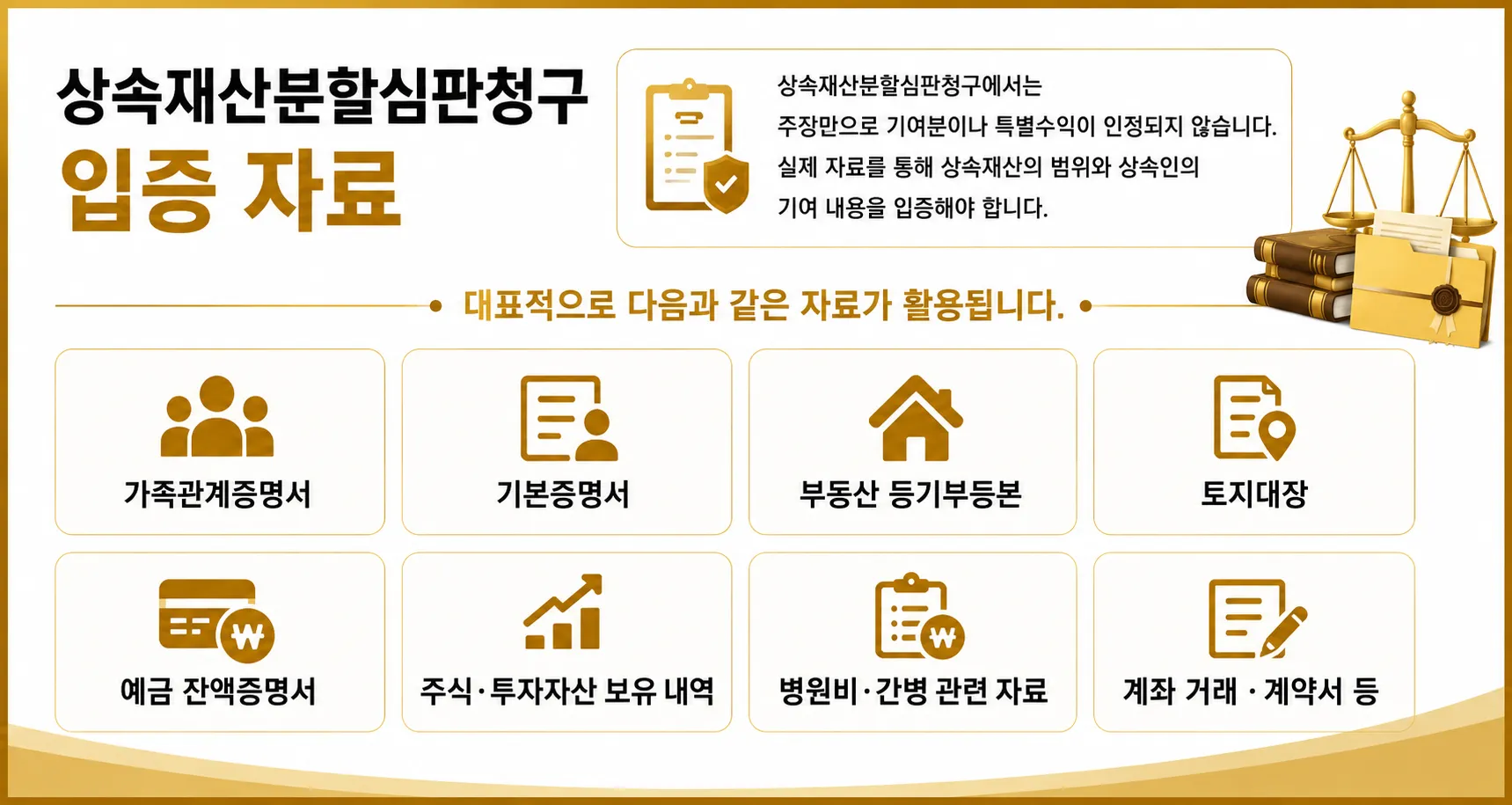 상속재산분할심판청구를 위한 입증 자료 준비 리스트