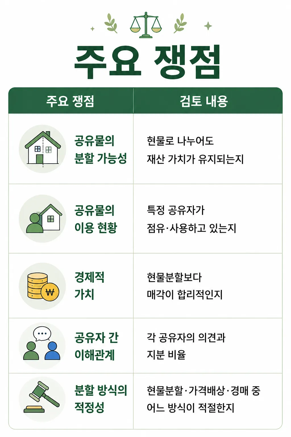 공유물분할청구소송 시 실무상 주요 쟁점 정리