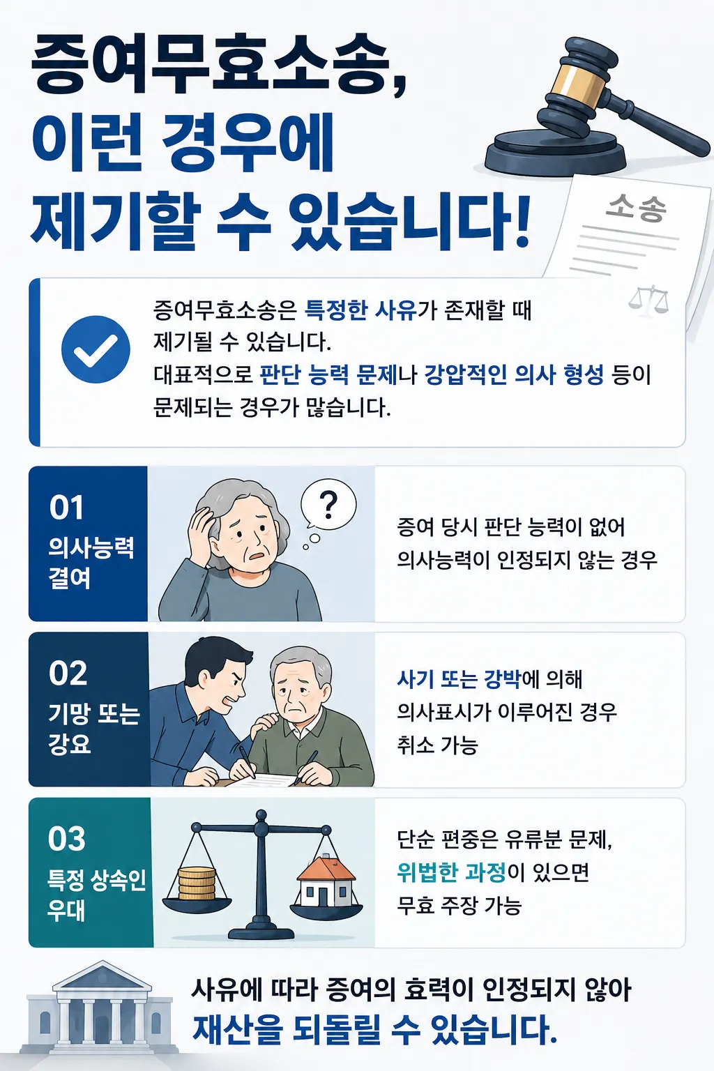 증여무효소송을 제기할 수 있는 주요 사유 