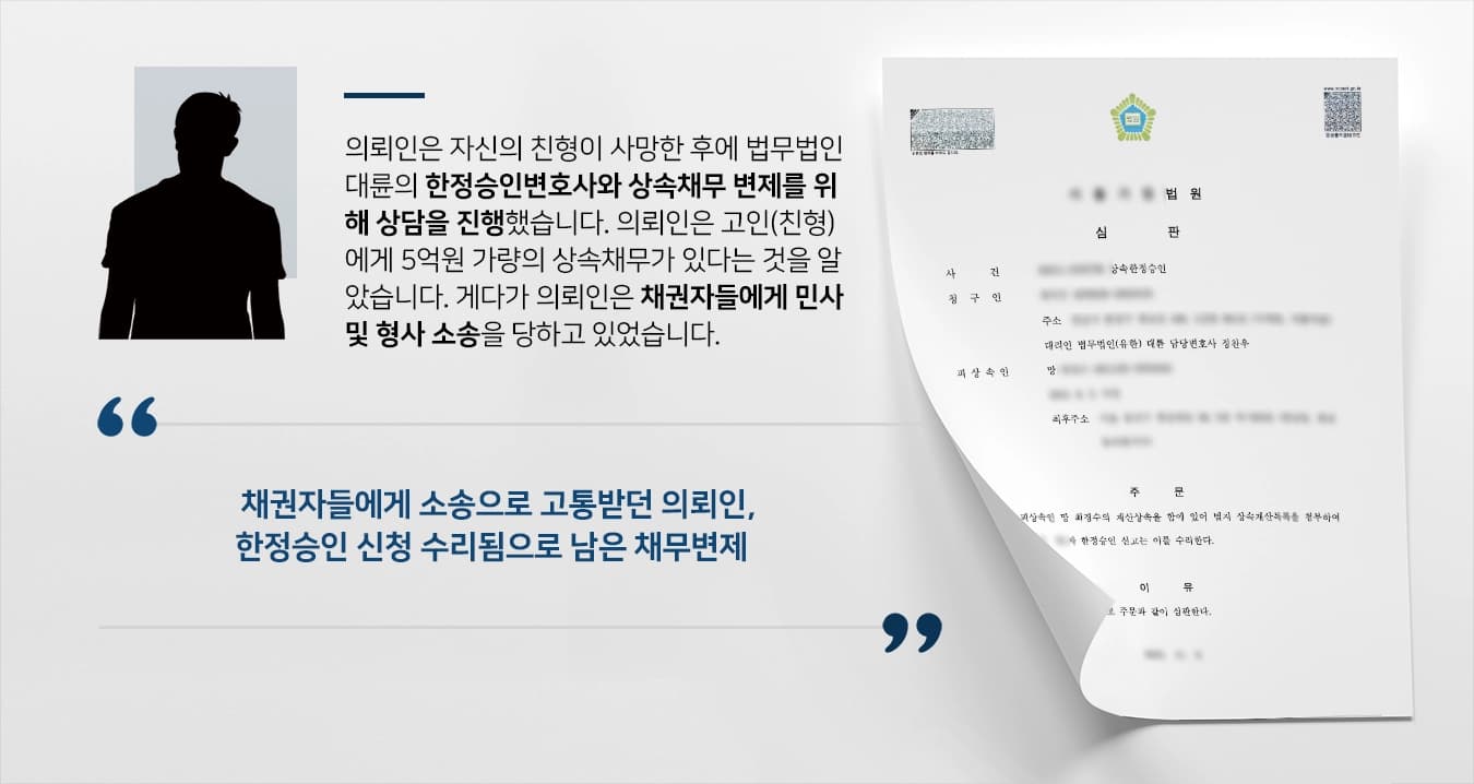 [한정승인 수리] 한정승인변호사, 상속채무 변제 조력 