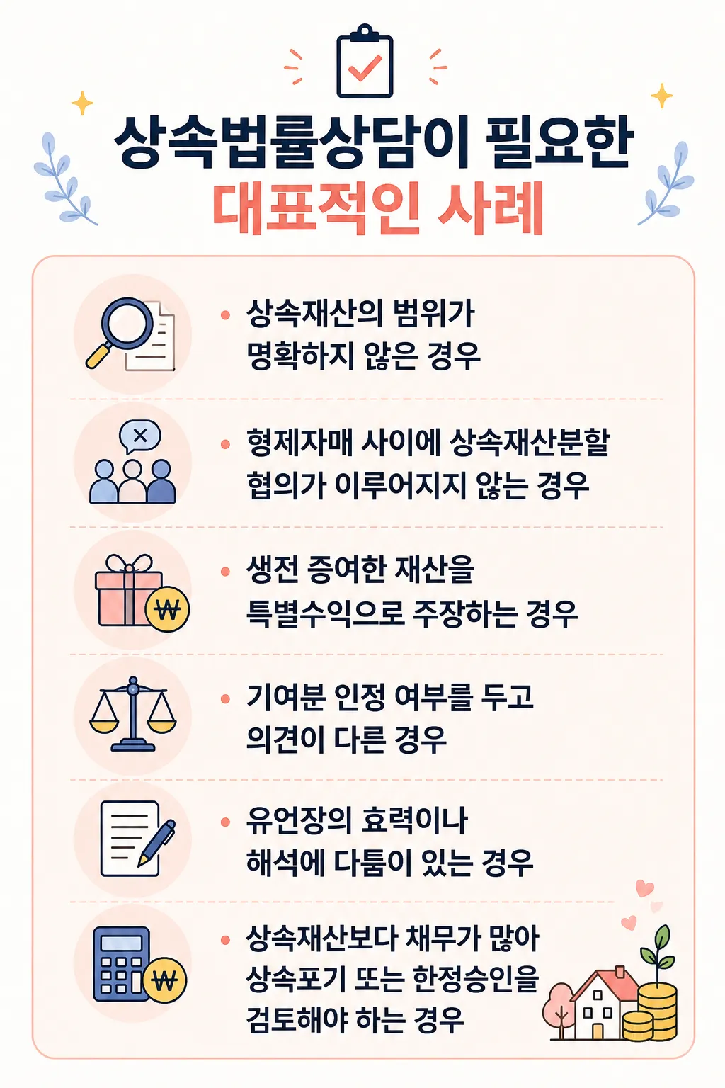상속법률상담이 필요한 대표적인 유형 정리